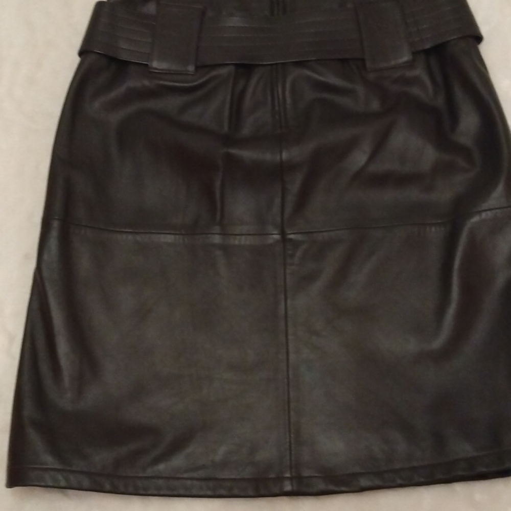 Leather skirt, brown, 21 inch length, size 4,